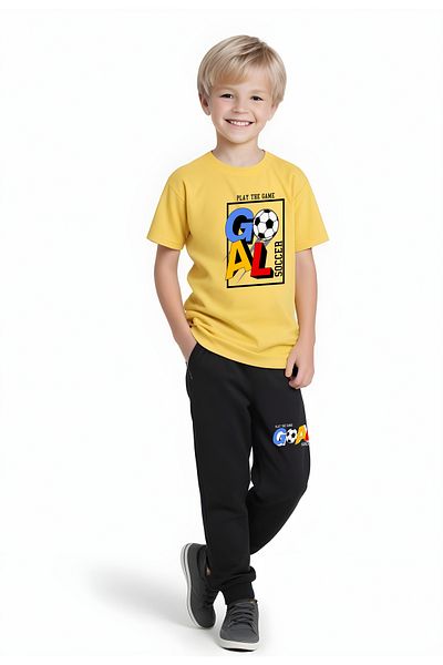 FYK KİDS Boy's Seasonal Goal Printed Bottom-Top Suit