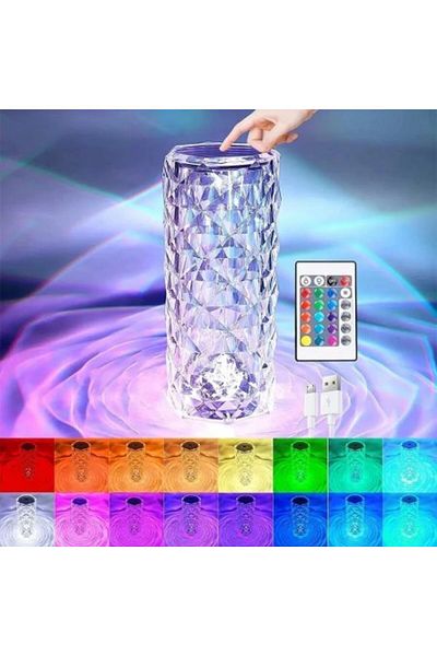 MACVI Veioza Cristal Macvi® RGB Eleganta cu Telecomanda