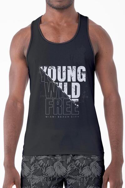 Miami Beach Men's Strappy Beach T-Shirt Athlete - Digital Print, Breathable, ...