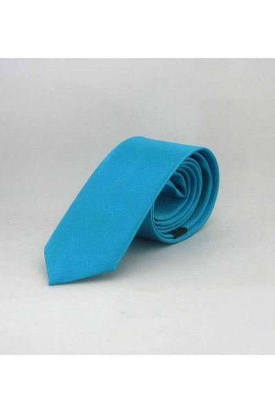 Gaffy Turquoise Kids Size Solid Color Satin Tie - Ck-14