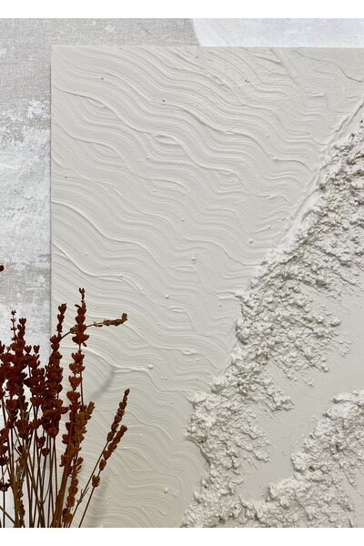 MAİNTHEAHOME Dokulu Alçı Tablo – Sonsuz Kıyı El Yapımı 3D Dekoratif Duvar Tablosu