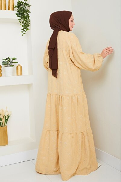 Bestenur Φόρεμα Cense Half Button 1496 - Μπεζ