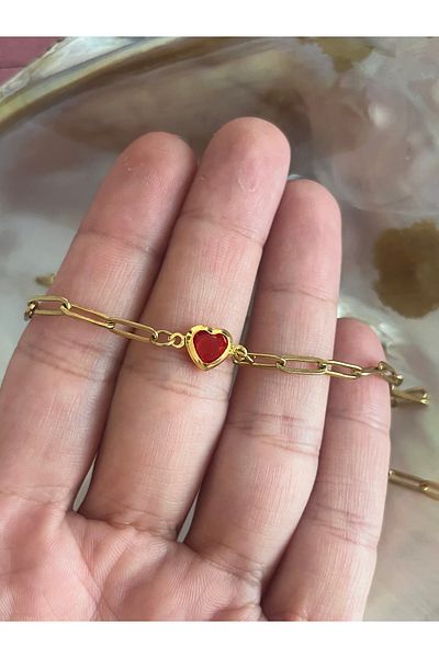 Hoop jewelery Red Stone Heart Choker