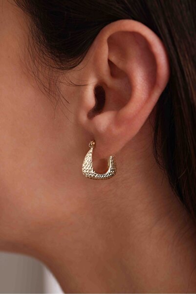 Giza Jewelry 14 Ayar Altın Kalemli Çanta Midye Küpe
