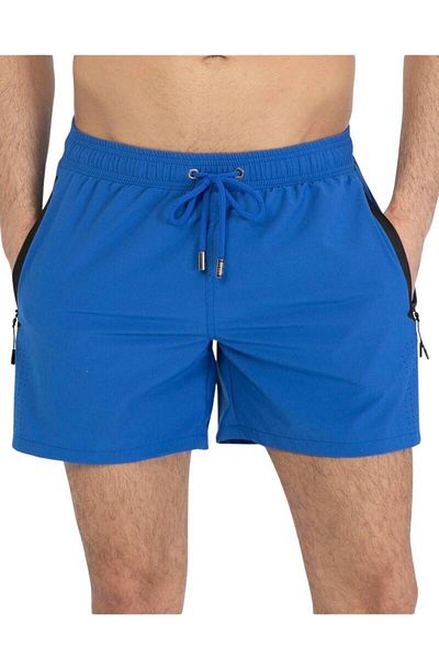 Miami Beach Saks Lycra Stretchy ύφασμα Υδατοαπωθητικό μονόχρωμο ανδρικό σορτς παραλίας μαγιό - 2201-Saks
