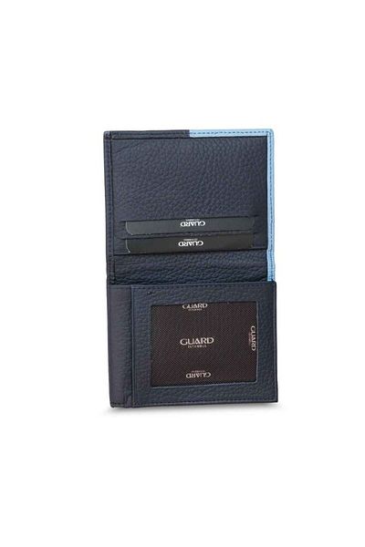GUARD Genuine Leather Double Color Navy Blue/Turquoise Blue Men's Wallet - G1134-Xst