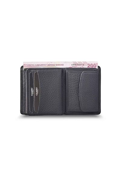 GUARD Matte Black Leather Men's Wallet with Coin Purse - Grd2403xw22130