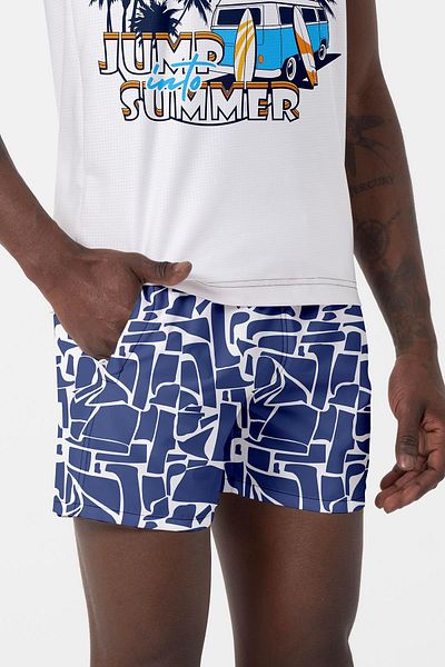 Miami Beach Ανδρικά μαγιό παραλίας Navy Blue - Υδατοαπωθητικά και ψηφιακά εμπριμέ