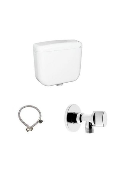 TEMPOLINE Concept WC cistern 1.9 l, monobloc, White, with corner tap 1/2 x 1/2 and water supply connection 1/2