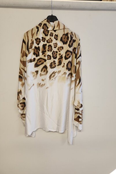 della moor Cămașă din satin cu mâneci joase cu model leopard italian pentru femei