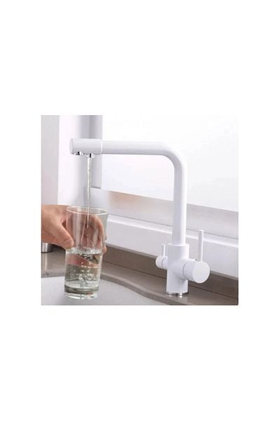 yediyapı L Pipe Purified Kitchen Sink Faucet White