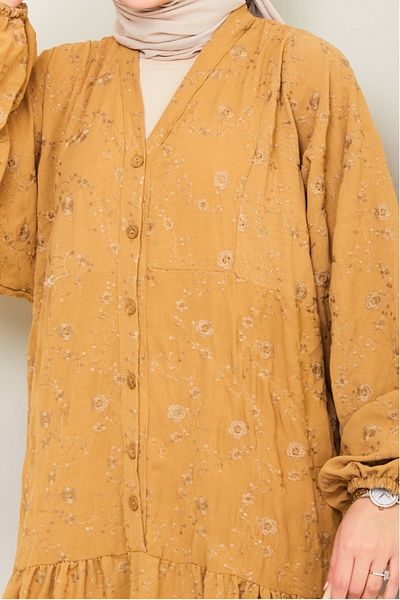 Bestenur Φόρεμα Cense Half Button 1496 - Mink