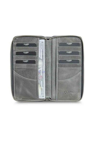 GUARD Antique Gray Zippered Portfolio Wallet - Grd2403Xw22190