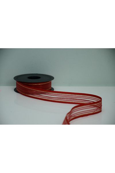ÇINARASYADAHOME Gold Striped Chiffon Pull String Ribbon 20 Meters 2.5 cm Decoration Ribbon