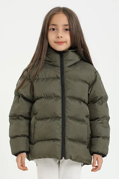 freemen Girl's Khaki Fleece Hooded Waterproof Wind Resistant Pocket Inflatable Winter Coat