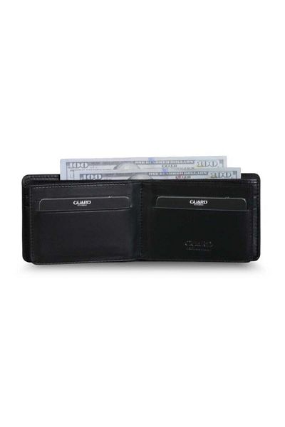 GUARD Black Genuine Leather Horizontal Model Men's Wallet - Gua-1315-St