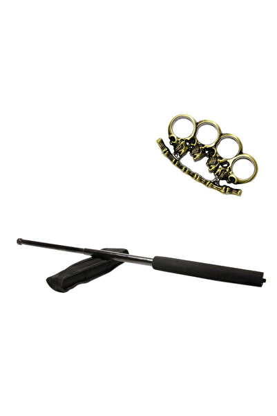 Depox Sada černých teleskopických holí 50 cm + dýka s lebkou/krabička