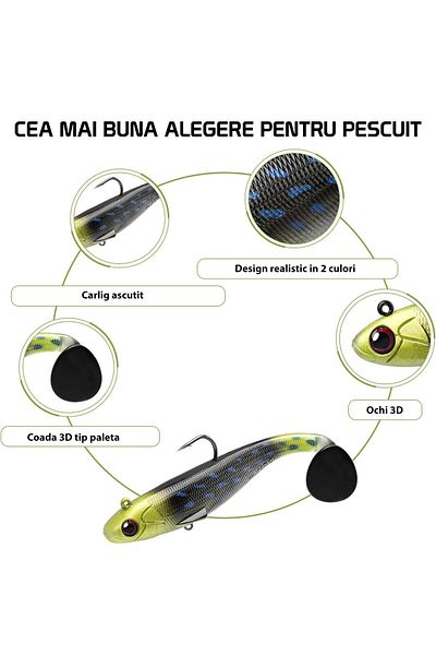 Fish & Paws Set 6 Naluci Din Silicon Cu Carlig Jig ®, Culori Naturale