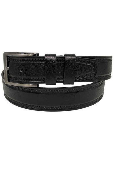 Süzer Deri Black Genuine Leather Patterned Double Stitched 4 cm Sports Denim Belt - 400-28-22y