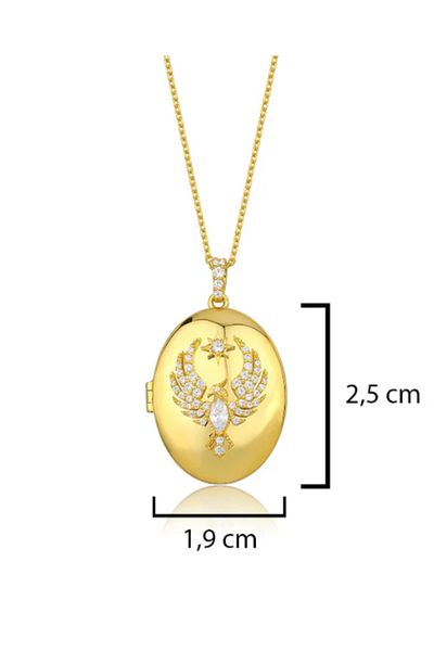 Ervalina Phoenix Necklace - Zircon Stone, Openable, Gold Color, Far City Alya Steel, Special Day