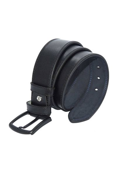 Süzer Deri Black Faux Leather Double Stitched Model 4.5 cm Sport Belt - 4500-11