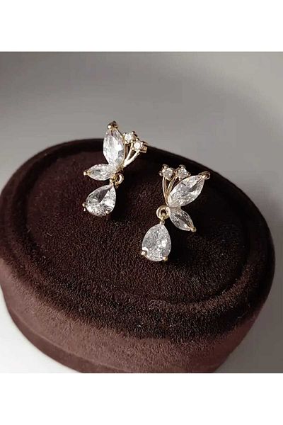 cihem Crystal Papillon - Stylish Stone Earrings with Butterfly Figure