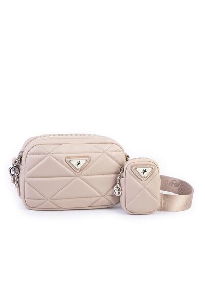 Nas Bag Kadın Mini Spor Kapitone Mini Cüzdanlı Çapraz Çanta Kum