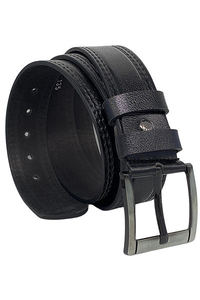 Süzer Deri Black Genuine Leather Patterned Model 4.5 cm Sport Denim Belt - 500-28