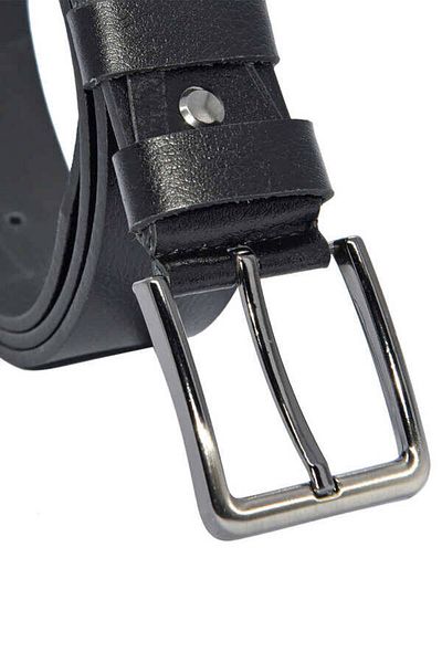 Süzer Deri Black Genuine Leather Solid Color 4 cm High Sports Belt - Single Layer Buffalo Leather - 400-plain-21s