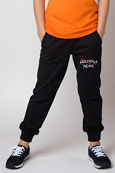 FYK KİDS Girl's Printed Happy Bear Waist Detail Elastic Bottom Pjama Suit