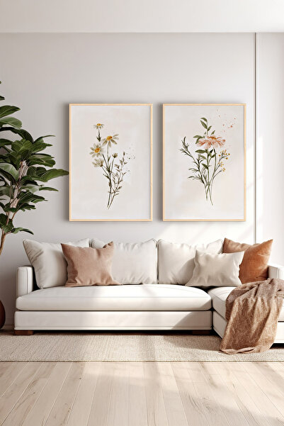 Artavessa 2 Parça Gerçek Ahşap Renkli Çerçeveli Tablo Seti - Model 14