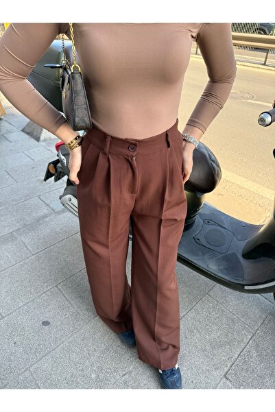 sunfyre Жіночі брюки-палаццо з високою талією та плісированою тканиною