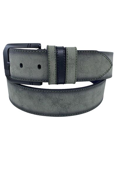 Süzer Deri Χακί Πράσινο Suede Faux Leather Ραμμένο Μοντέλο 4,5 cm Unisex Sports Belt - 4510-10