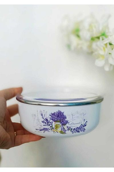 EBRULİEMAYE Lavender Enamel Storage Bowl 16 cm