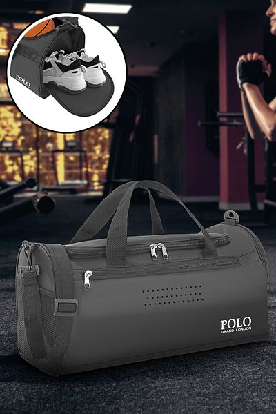 POLOGRAND London Geantă de sport unisex cu volum mare, model confortabil, antrenament de călătorie, fitness, cu buzunar frontal și compartiment pentru încălțăminte