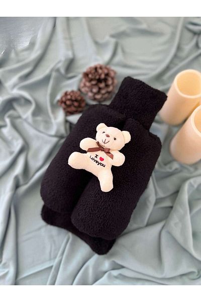 TREND COLOR Hot Water Bag I Love You Teddy Bear Black Color Welsoft Fabric Foot Warmer 2 Lt Hot Water Bag