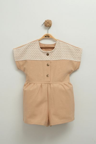 Mini Baray Lace Detailed Gabardine Girl's Jumpsuit - 2,3,4,5 Years
