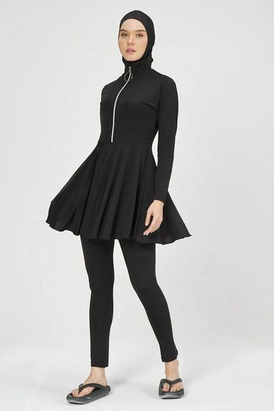 Bordomix 22659 Women's Black Flared Skirt Hijab Swimsuit