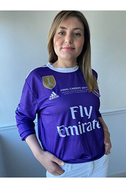 yenteks Real.Madrid.Ronaldo Uzun Kol 2017 Cardif Ligi Mor Yetişkin Forması