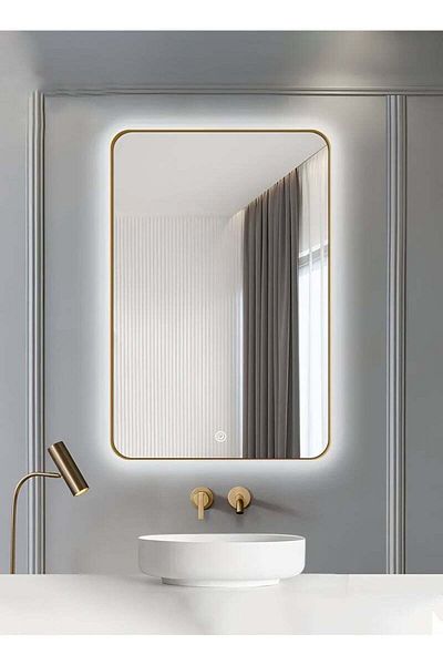 Taimi Set of 2 Rectangular Bathroom Mirror with LED Touch Lights for Bathroom and Bedroom 80x60cm