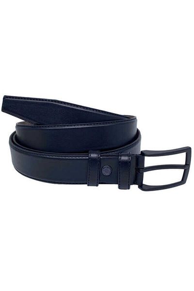 Süzer Deri Black Large Size Faux Leather 3.5 Cm Classic Belt - 8061-battal