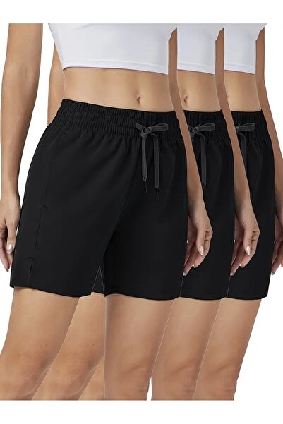 yx yustex sport 3 bucăți pantaloni scurți de sezon pentru femei, din Lycra ne...