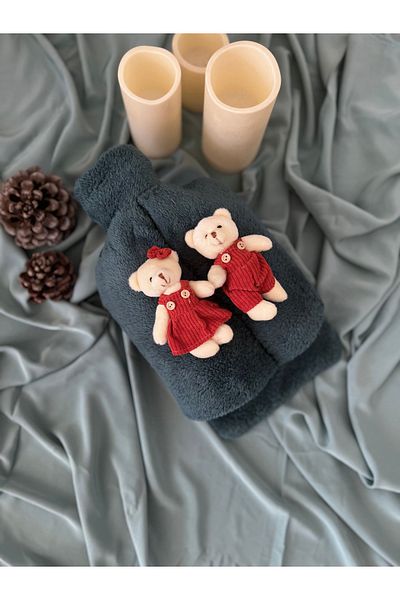 TREND COLOR Hot Water Bag Cream Colored Teddy Bear Double Blue Colored Welsoft Fabric Foot Warmer 2 Lt Gift