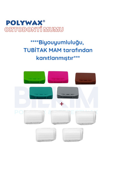POLYWAX 10 Adet Ortodonti Mumu- Diş Teli Mumu - Braket Mumu Wax- 5 Karışık ko...