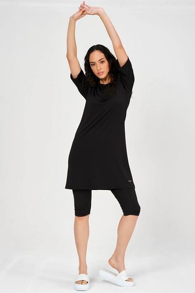 Bordomix 22700 Women's Black Short Sleeve Semi-Covered Hijab Swimsuit