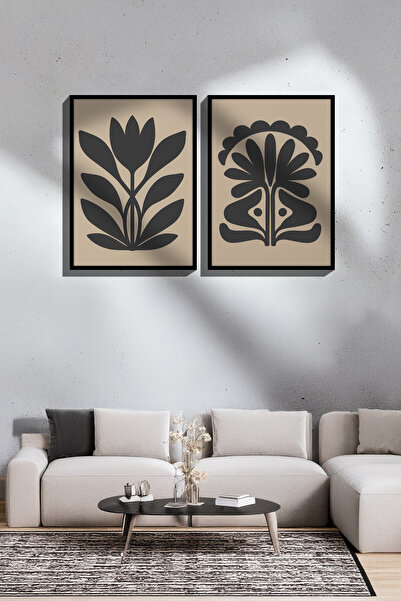Artavessa 2 Piece True Black Color Framed Painting Set - Model 32