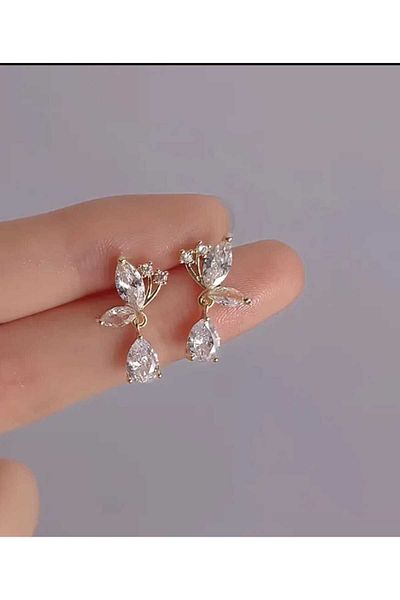 cihem Crystal Papillon - Stylish Stone Earrings with Butterfly Figure