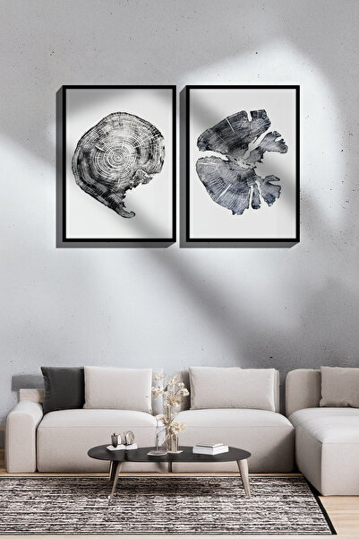 Artavessa 2 Piece True Black Color Framed Painting Set - Model 15