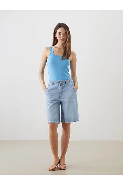 LC Waikiki Lcwaikiki Classic Blue U-Neck Women's Tank Top