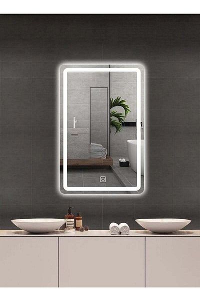 Taimi Set of 2 Rectangular Bathroom Mirror with LED Touch Lights for Bathroom and Bedroom 100x75cm